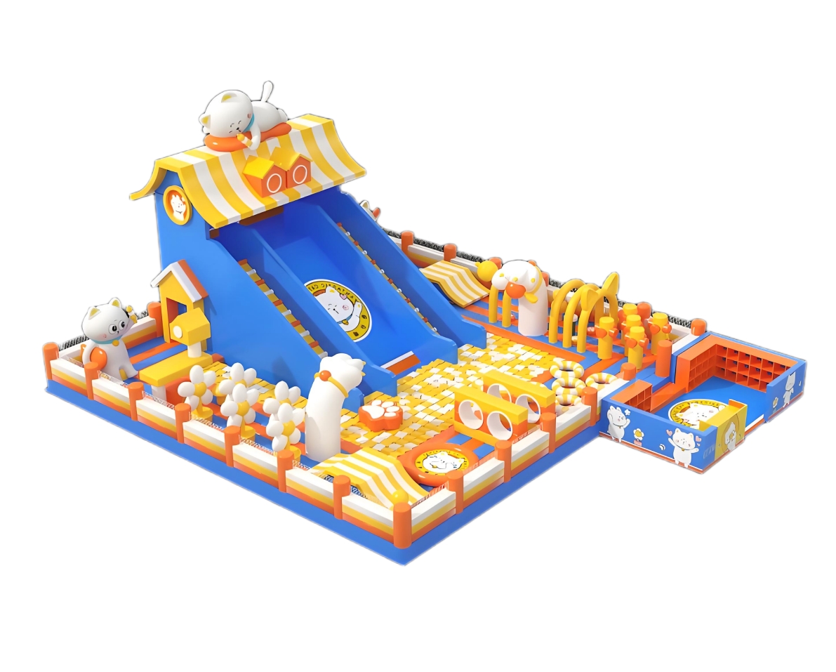 Hot Sale Inflatable Land Park Fun Amusement Bouncer Slide Safety Certified Kids Bounce House Obstacle Course Rentals