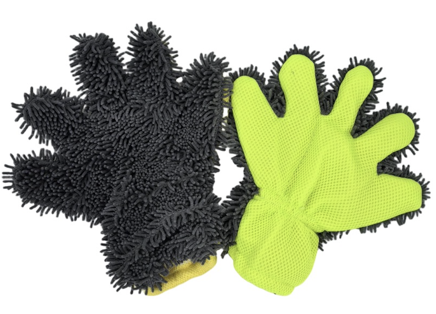 Chenille Five Finger Car Wash Gloves With Scrubbing Mesh