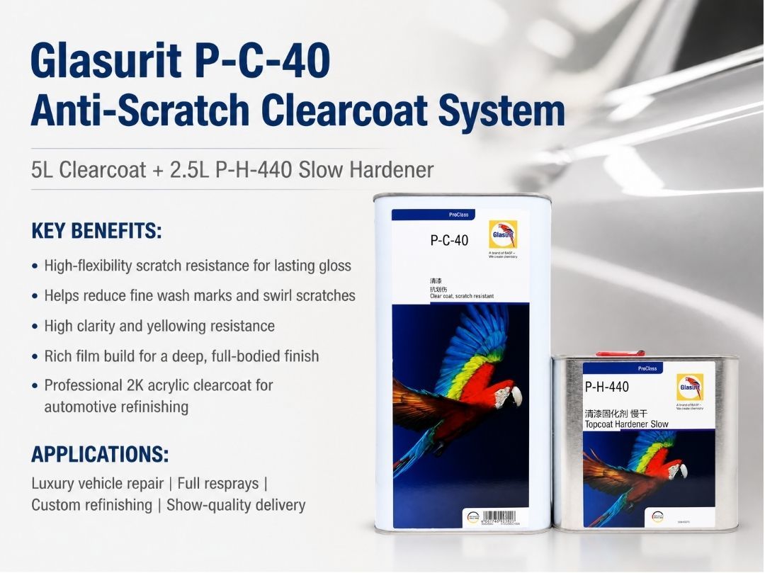 P-C-40 2:1 Acrylic Scratch Resistant Automotive Clearcoat High Gloss Car Refinish Clear Coat P-H-440