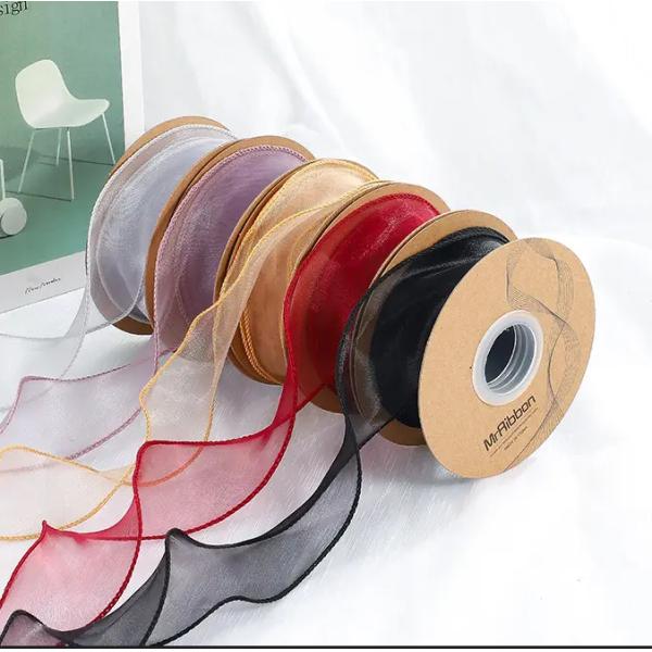Лента Organza для цветка обруча подарка упаковывая сатинировку ленты пряжи сплошного цвета Fishtail