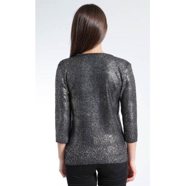 WOMEN'S 100% ACRYLIC FOIL PRINT CABLE KNITTED SWEATER