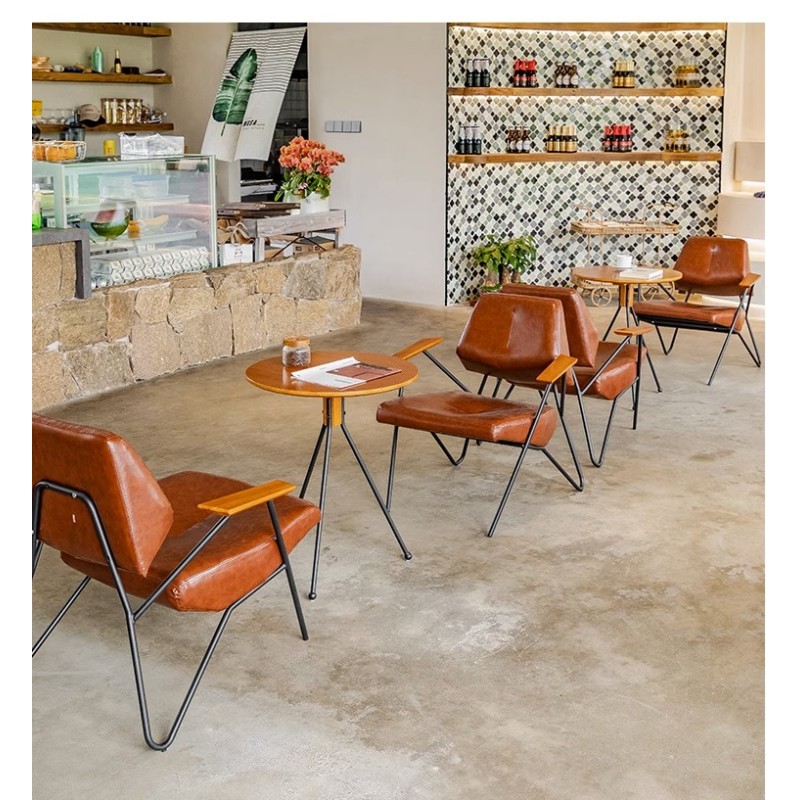 Commercial Coffee Shop Table and Chair Combination Negotiation Area Music Restaurant Leisure Chair Furniture