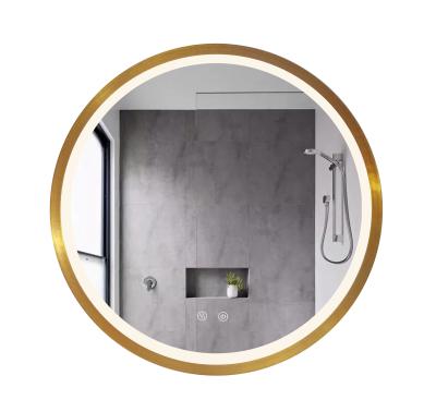 Elegant Golden Aluminum Frame LED Bathroom Mirror Light Wall Mounted 600*600mm