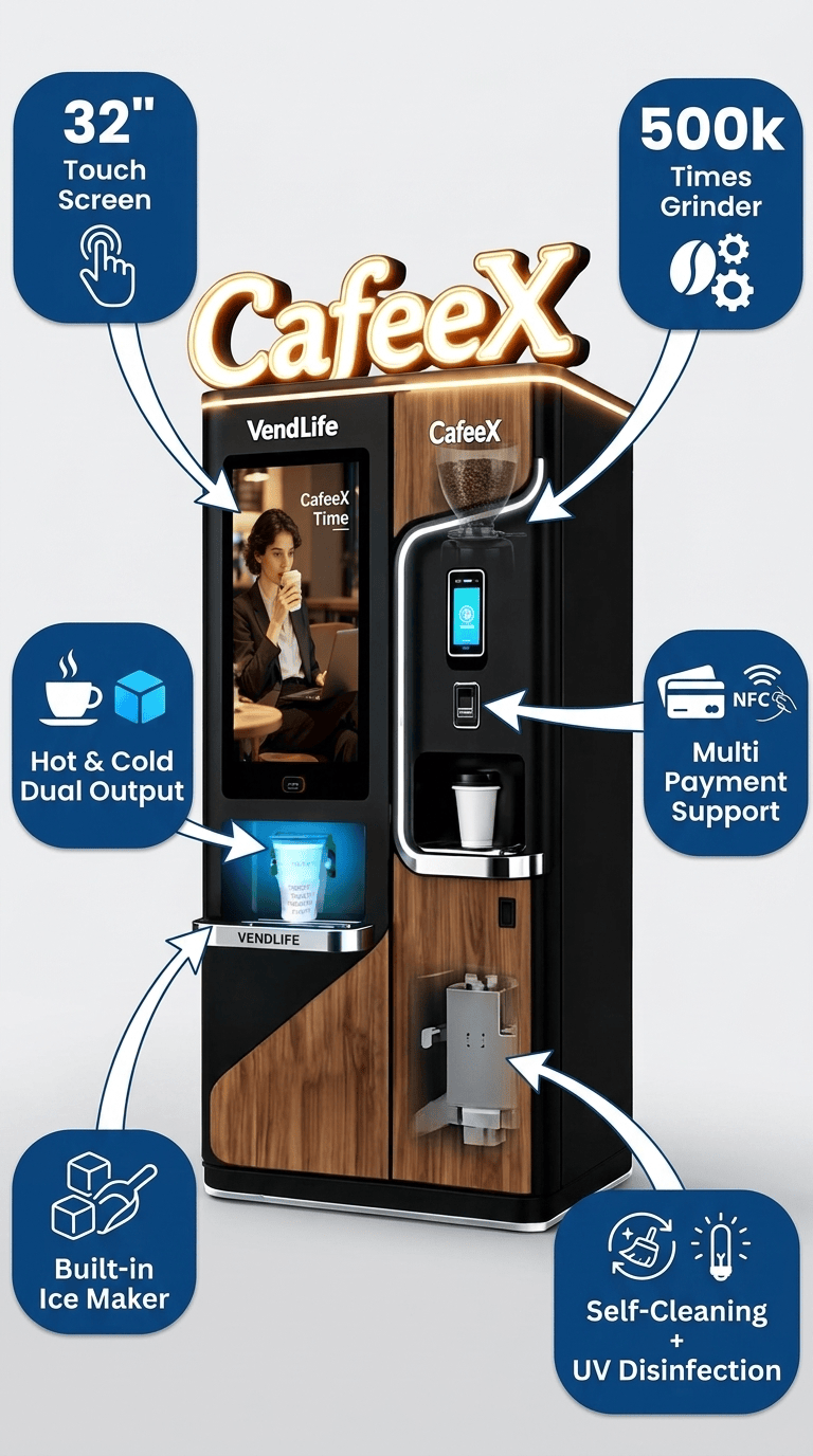 Commercial Self-Service Beverage Vending Machine for Fresh Drinks | Intelligent Coffee & Juice Retail Equipment Manufacturer