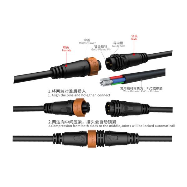 М19 автоматический электрический нейлон ПА66 ИП68 делает кабельный соединитель водостойким