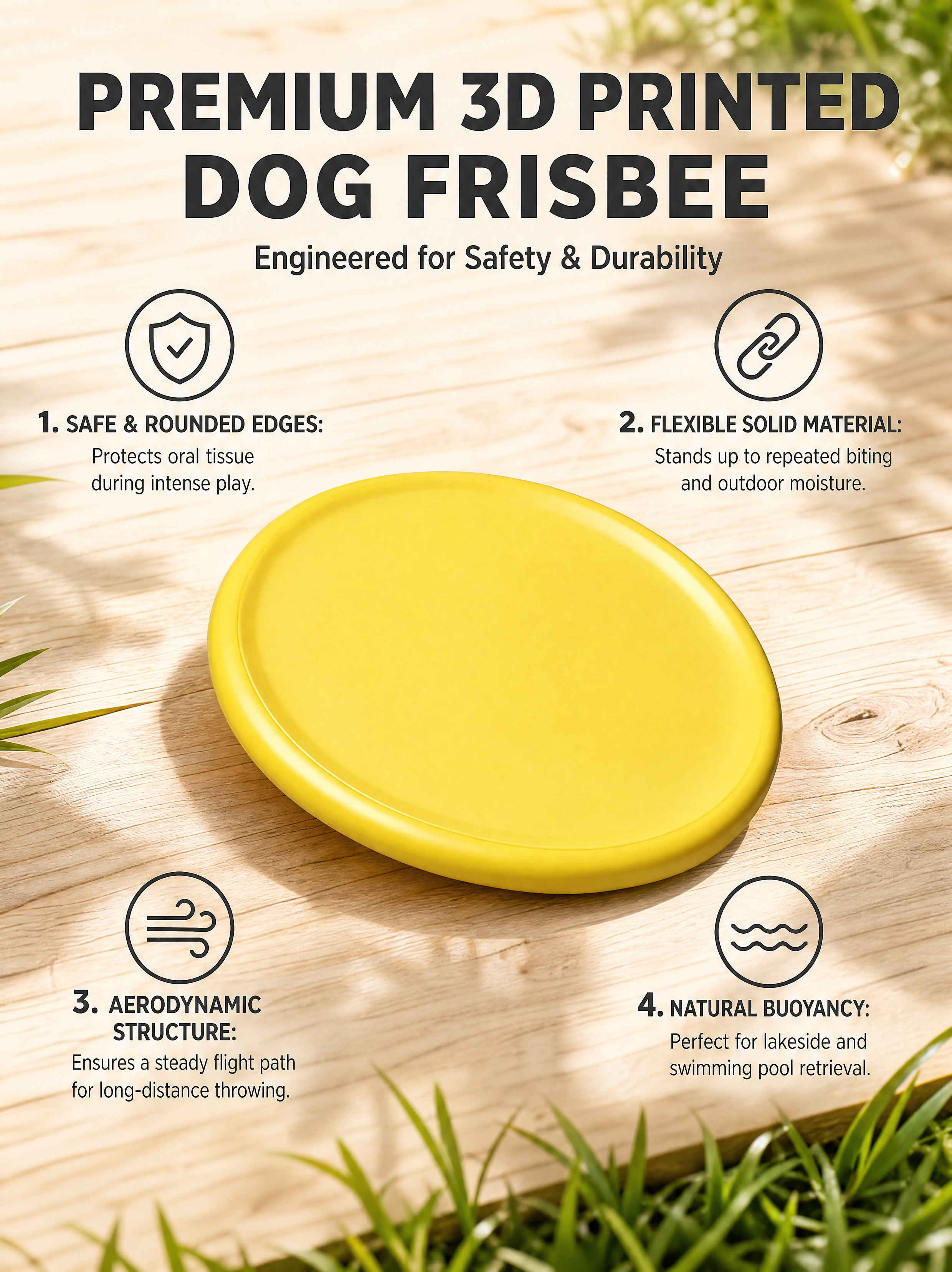 Smooth Edged 3d Print Dog Accessories Waterproof Interactive Dog Play Disc