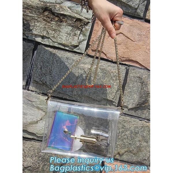 Beach Clear PVC Shoulder Bag DIY Transparent Clutch Tote Bag, candy jelly bag transparent clear pvc handbag shoulder cro