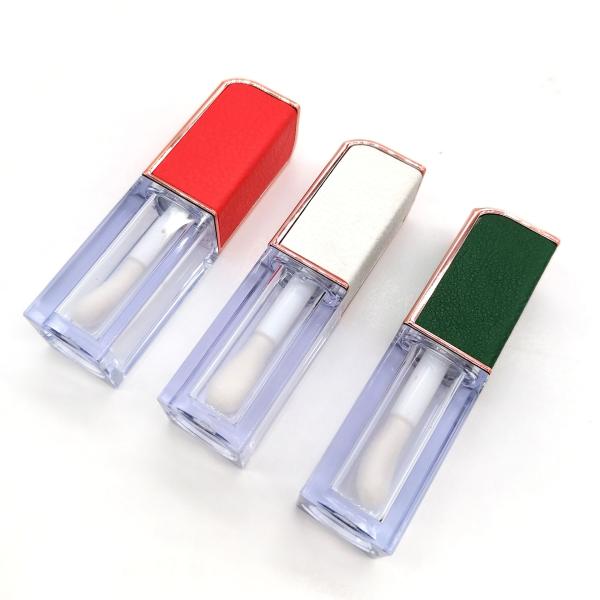MSDS SGS 5ml Wand Black Square Lip Gloss Tubes Silk Printing