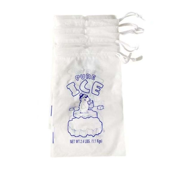 Durable Ice Plastic Bags Portable Drawstring Ice Bags Leak Proof