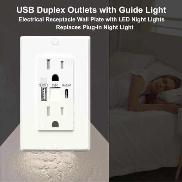 Fast Charging USB Type C Outlet PD20W Receptacle With Light