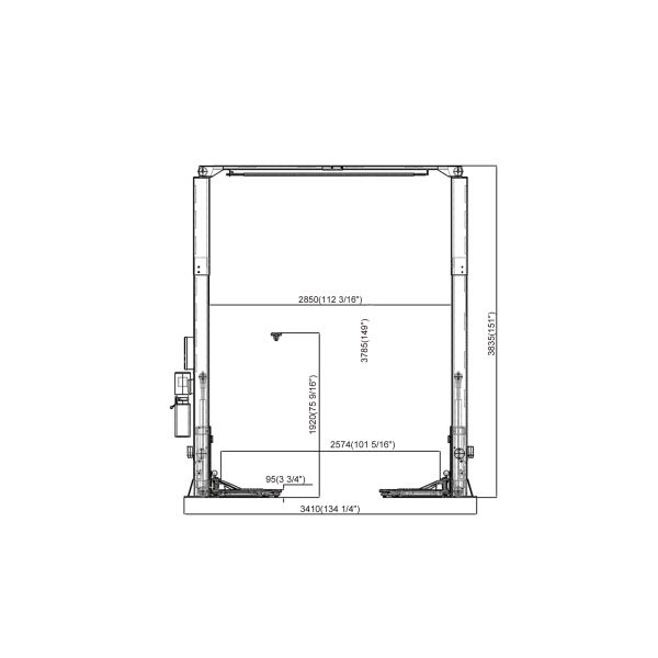 4200kg CE Approved 2 Post Clear Floor Hydraulic Car Lift 2850mm Width Between