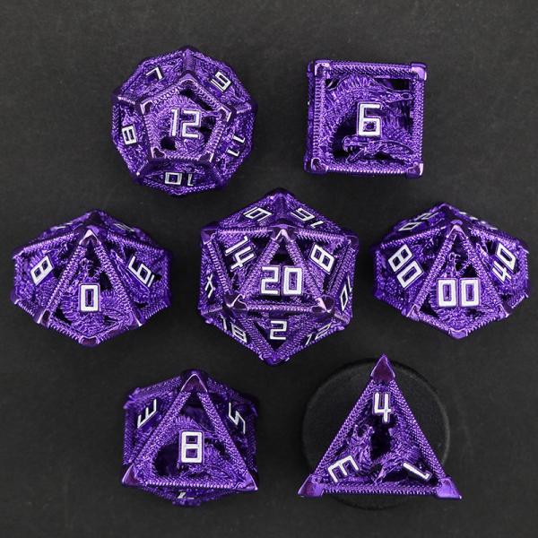 Metal hollow dice set polygonal dragon DND dung dungeon and dragon dice 7 dice