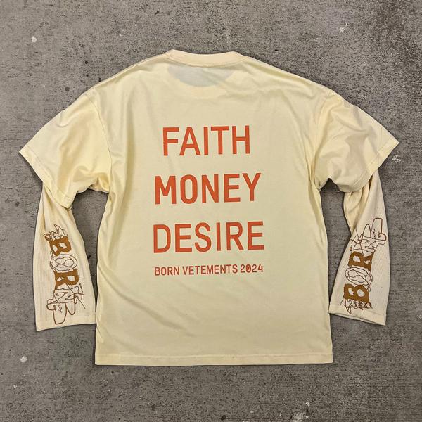 Luxury Clothing Manufacturers Custom Street Wear Double Layer Long Sleeve Cotton Oversize Loose Streetwear Unisex T Shirt T Shit