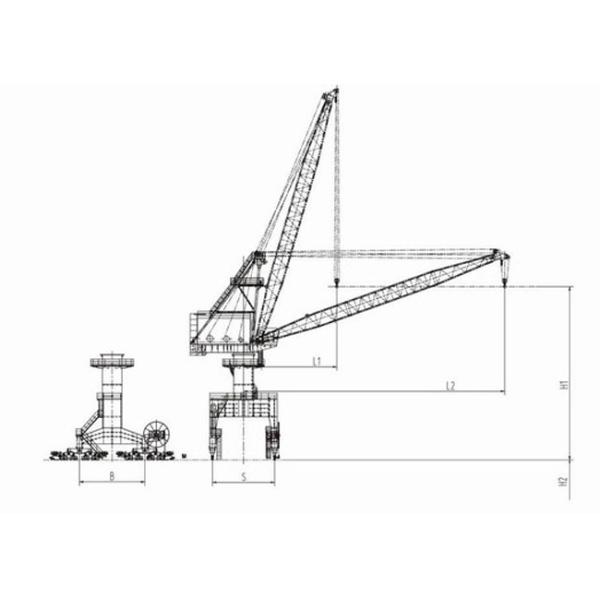 портальный порт верфи Slewing 5t-60t вытягивает шею кран кливера Luffing 4 связей