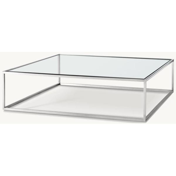 Customizable Modern Coffee Table Furniture With Stainless Steel And Glass Top