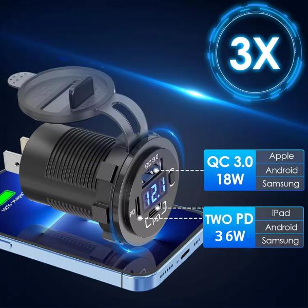 Popular 12V 24V Dual USB Car Charger Water Resistant Universal Car Charger