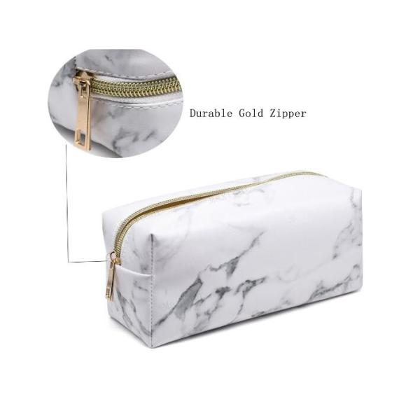 Gold Zipper Pencil Storage Case / PU Leather Pencil Pouch For Women