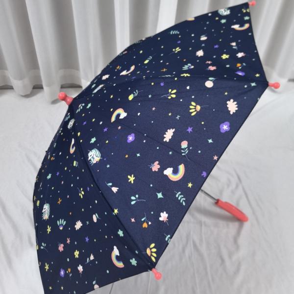 Rainbow Kids Umbrella Long Handle Safe and Easy to Open for Kindergarten Children