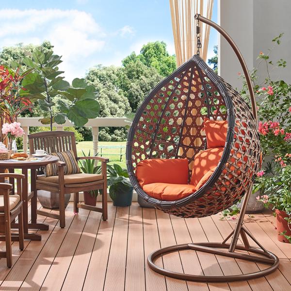 Cabon Steel Frame Outdoor Single Seat Garden Swing Chair OEM