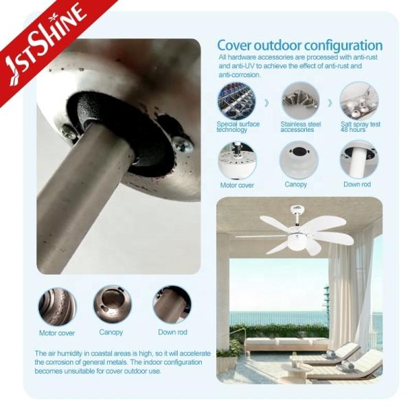1stshine Ventilador de teto decorativo de restaurante com 6 lâminas de MDF e motor AC de baixa tensão