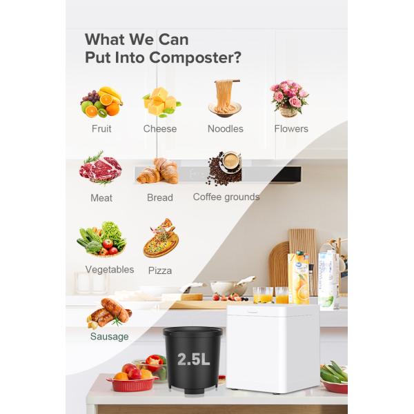 Quiet Compact Electric Food Waste Composting Machine Stainless Steel Grinding Elements