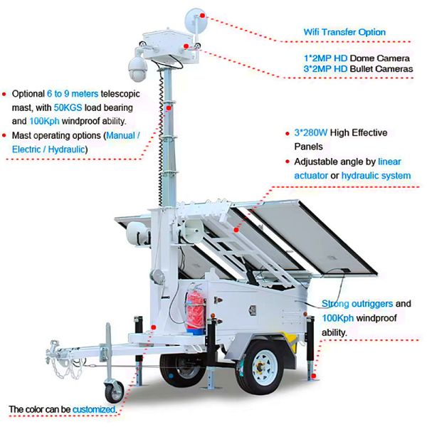 Solar Powered Portable Light Towers Disaster Relief Operations High Efficiency Mobile LED Light Tower