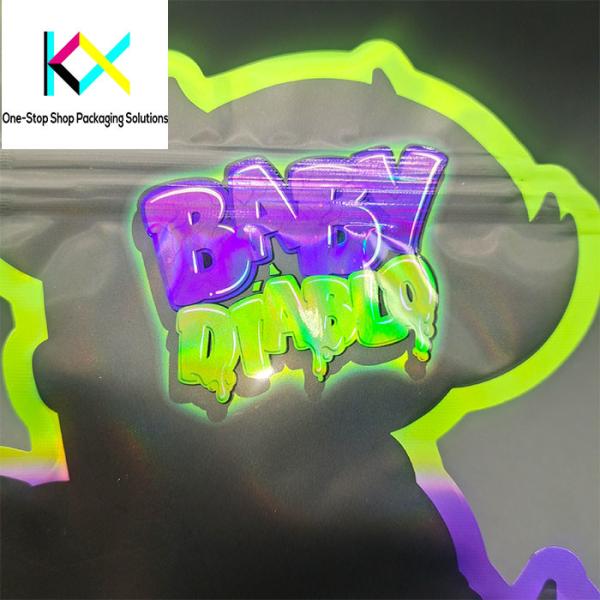 Rotogravure Printed Resealable Plastic Edible Cut Die Ziplock Pouch 3.5g 7g 14g Special Shape