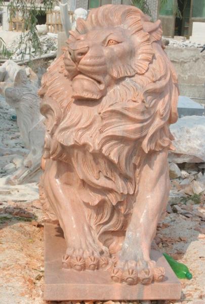 Nature Stone carving lions statue pink marble animal sculpture,stone carving supplier