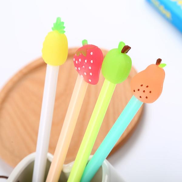 Cute dessin animé Fruit Créeant Gel encre Plume Fraise Poire Pomme Ananas Plume neutre