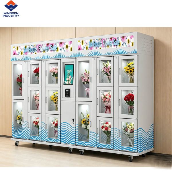 Winnsen 16-door Self Vending Machine Flower Locker Vending Machine Fresh Cooling Commercial Glass Door Freezer