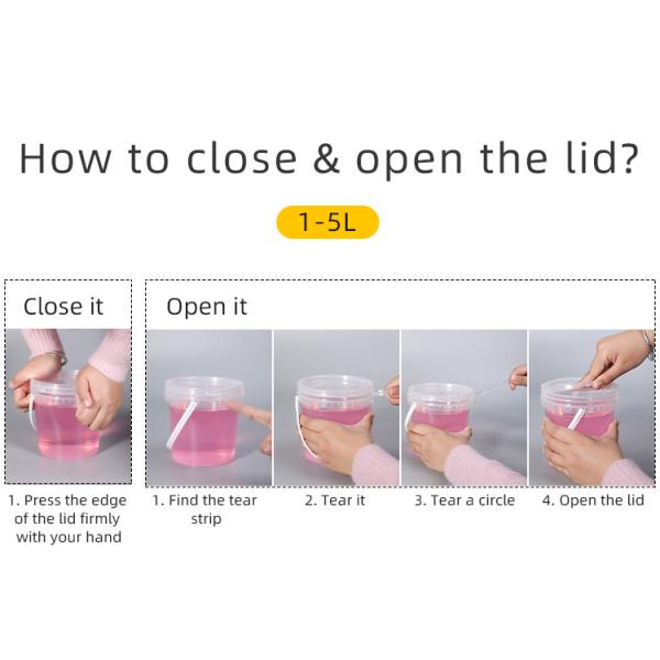 Продажа 2 л бело-черно-прозрачная пластиковая ведра с крышкой для закусок пищевого качества