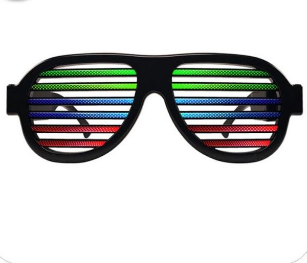 Black Frame Sound Activated  LED Shutter Shades Glasses For Concerts, Party, Night Clubs, Music Festivals