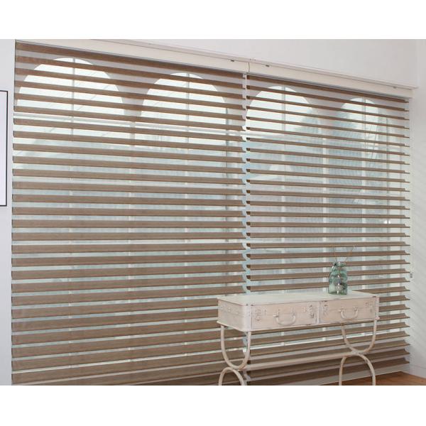 Eco Friendly Electric Cordless Curtain Blinds Shangrila Striped Sheer Automatic