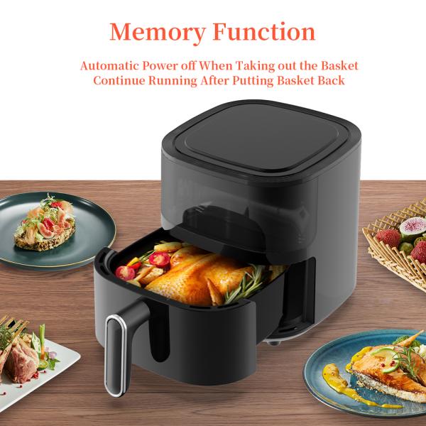 Friture à air tactile numérique en acier inoxydable de 5L Foyer Petit Smart Square Friture à air électrique saine pour le ménage