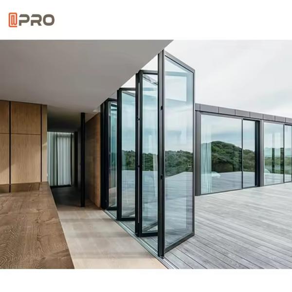 Balcony Aluminum Sliding Doors Glass Aluminum Door Entrance Folding Door Aluminium Bifold Patio With Mosquito Net For Ho