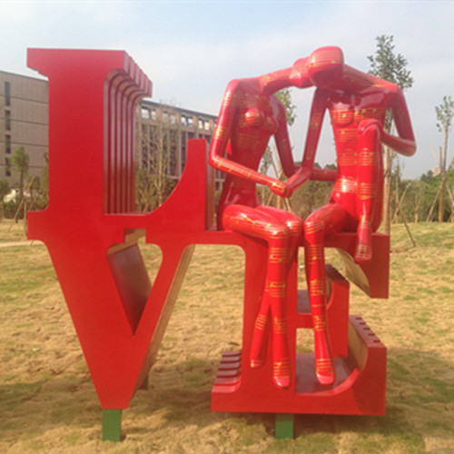 Love Sign Dancing Lovers Decorative Metal Sculpture Abstract For City Center