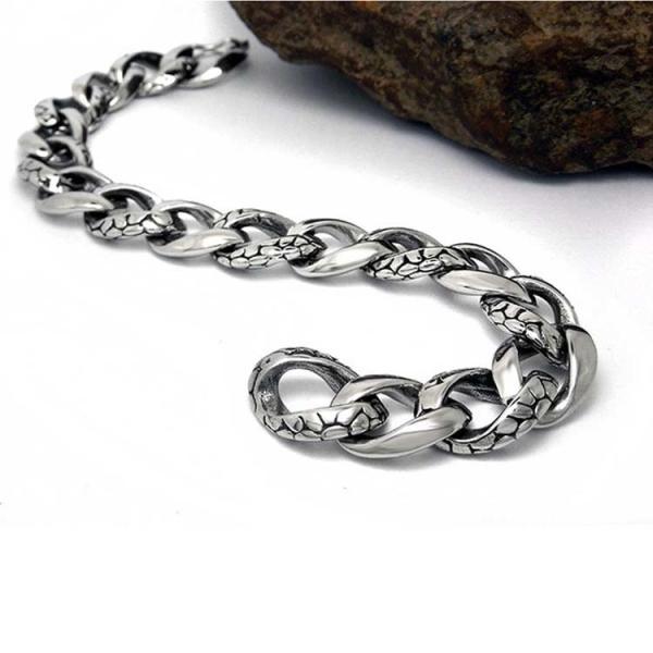 Men's Titanium Stainless Steel Curb Chain Link Bracelet 8 Inches (JCE168)