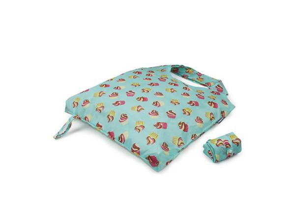 Big Capacity Fold Up Tote Bag Cupcake Printed Collapsible Grocery Tote