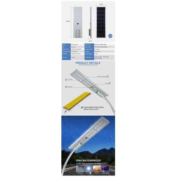 L'ODM extérieur tout dans un réverbère solaire de LED a intégré 160w en aluminium 200w 320w 360w