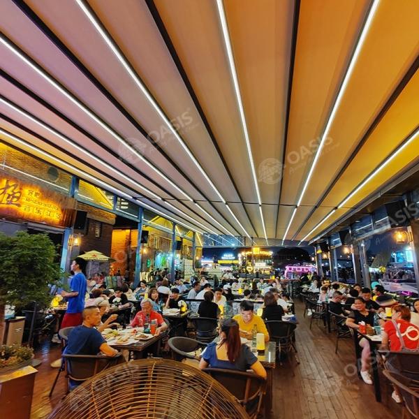 Pergola en tissu rétractable en aluminium homologuée par la CE, Pergola de patio à ombre réglable