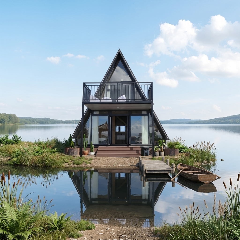 European Style 20FT Triangle Modular Steel Villa, Rapid Assembly Prefab Steel Construction Custom Made for Resort Hotels