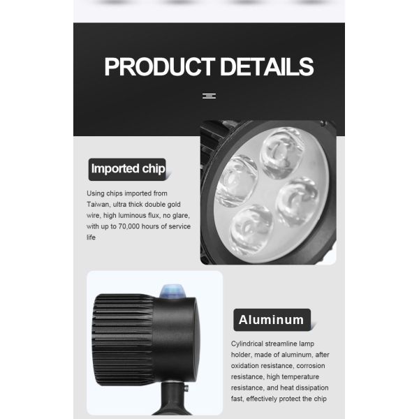 Lámpara de trabajo de cuello de cisne ajustable, portátil, con brazo corto, luz LED para máquina