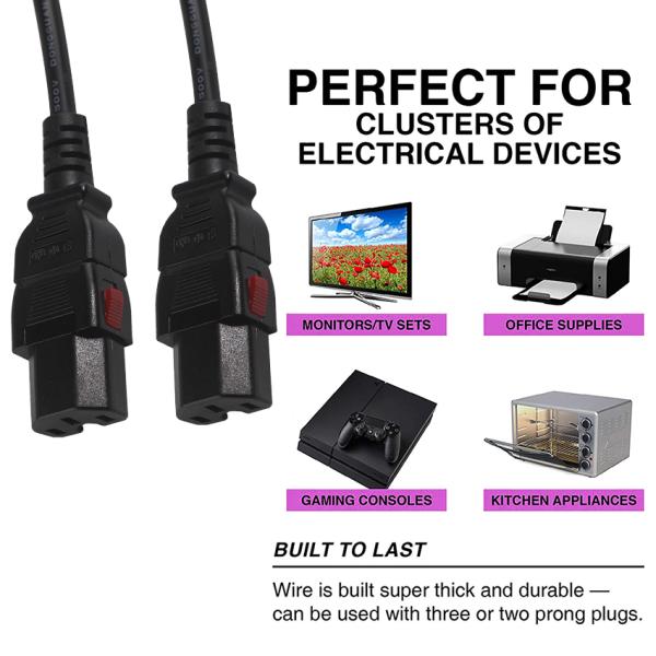 NEMA 5-15 к IEC C15 Электрический кабель 16AWG-18AWG для компьютеров