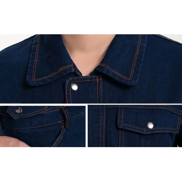 Dark Blue Winter Unisex Work Uniform Coveralls Denim Fabric Wrinkle Resistance