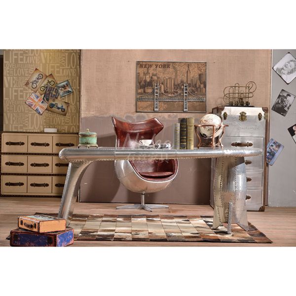 Desk Vintage Aluminium Industrial Design Mid-Century Aviation Office Table Durable Commercial Customized