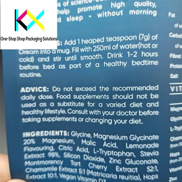 Food Grade 130um Protein Powder Pouches With Aluminum Foil Granola Cereal Packaging