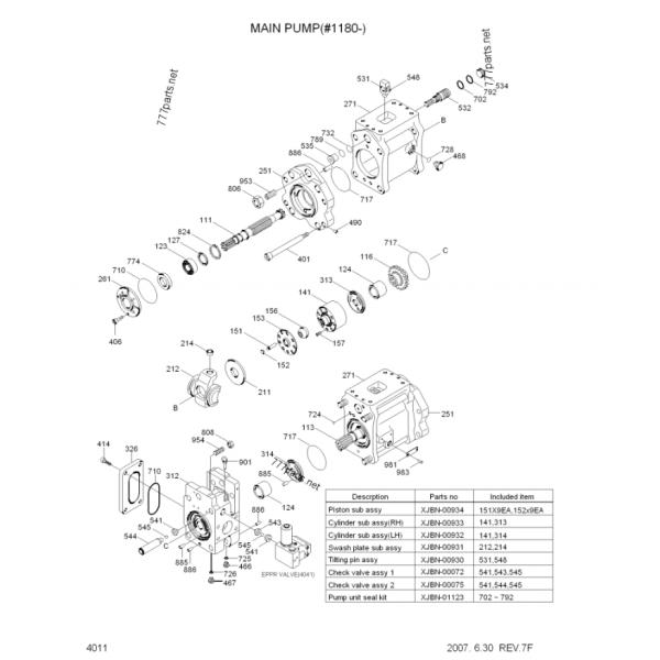 Belparts excavator K3V140DT-9C12 31N8-10060 hyundai main pump assembly for R290-7 crawler excavator