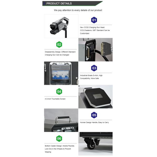 Новое CCS CHAdeMO GBT портативное 380V 3 заряжатель электрического автомобиля автомобиля ev корабля dc участка 30kw