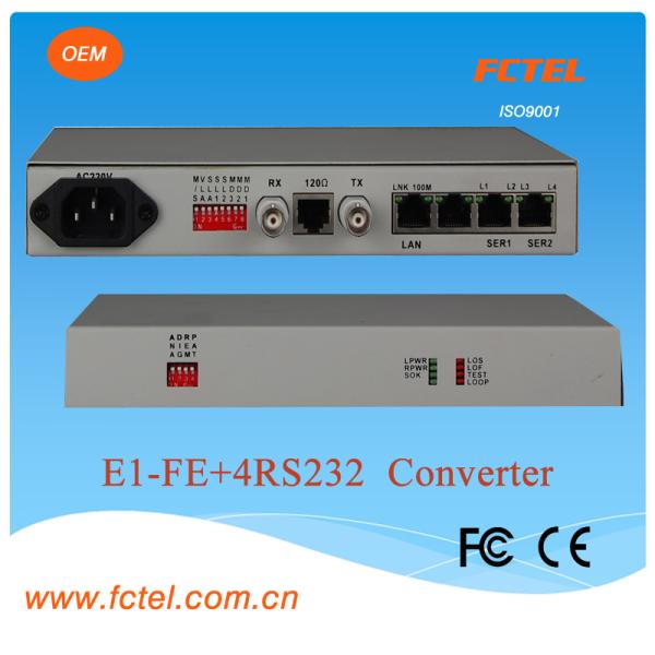High performance19 inch 1U framed E1-FE+4RS232 Protocol Media Converter