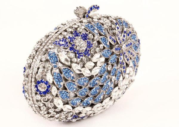 Shell Shaped Crystal Evening Clutch Bags Silver Colored For Women Wedding